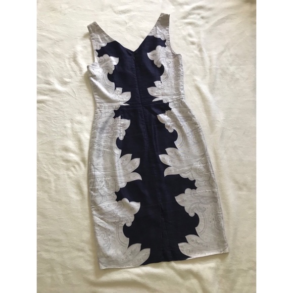 Banana Republic Navy White Paisley Sheath Dress - Picture 3 of 4